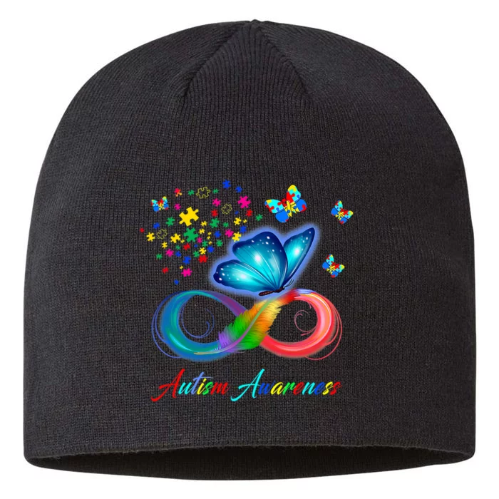 Autism Awareness Colorful Butterfly 8 1/2in Sustainable Knit Beanie