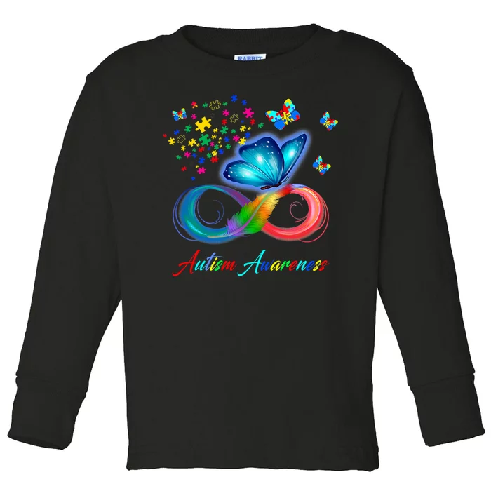 Autism Awareness Colorful Butterfly Toddler Long Sleeve Shirt