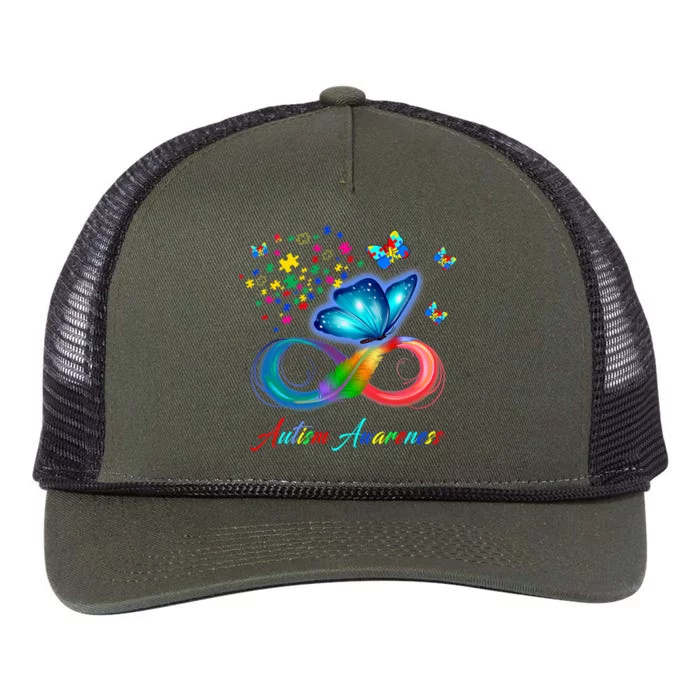 Autism Awareness Colorful Butterfly Retro Rope Trucker Hat Cap