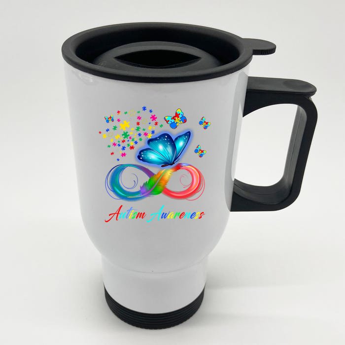 Autism Awareness Colorful Butterfly Front & Back Stainless Steel Travel Mug