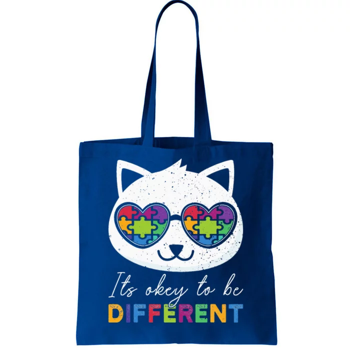 Autism Awareness Cat Warrior It's Ok To Be Different Tote Bag