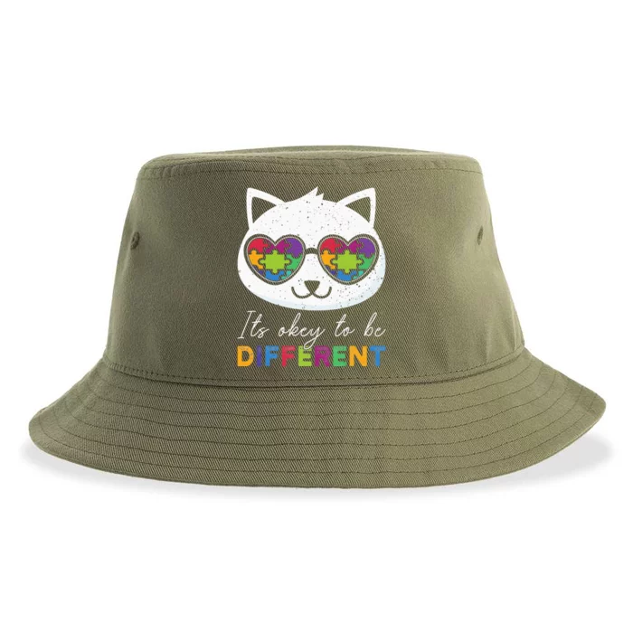 Autism Awareness Cat Warrior It's Ok To Be Different Sustainable Bucket Hat