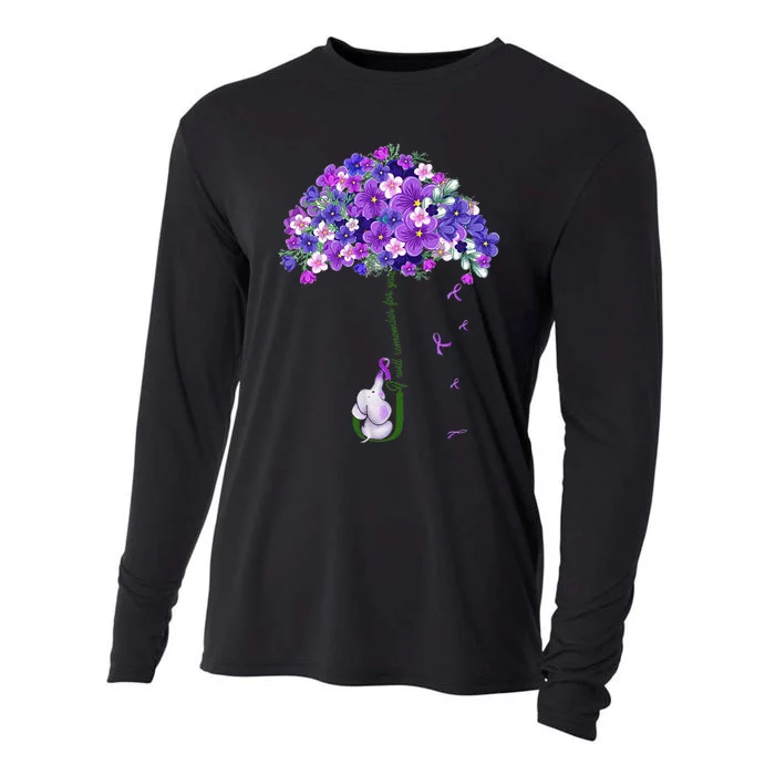 Alzheimer Awareness Cute Elephant I Will Remember For You Cooling Performance Long Sleeve Crew