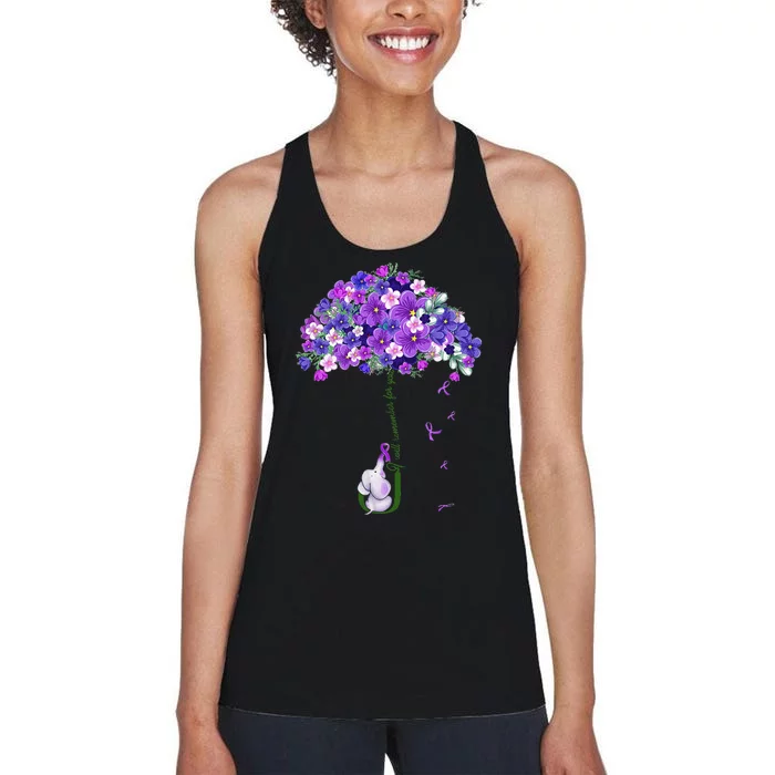 Alzheimer Awareness Cute Elephant I Will Remember For You Women's Racerback Tank