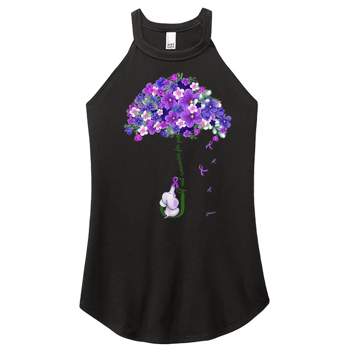 Alzheimer Awareness Cute Elephant I Will Remember For You Women’s Perfect Tri Rocker Tank