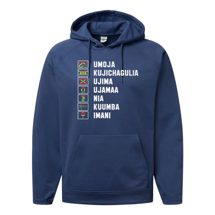 African American Christmas Kwanzaa Seven Principles Performance Fleece Hoodie