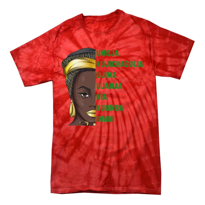 African American Christmas Kwanzaa Seven Principles Tie-Dye T-Shirt