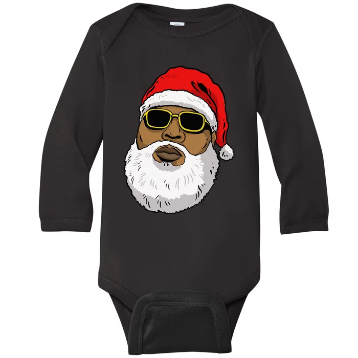 African American Christmas Hip Hop Santa Black Christmas Baby Long Sleeve Bodysuit