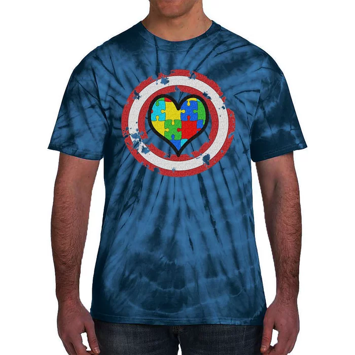 Autism Awarenesss Captain Autism Superhero Tie-Dye T-Shirt