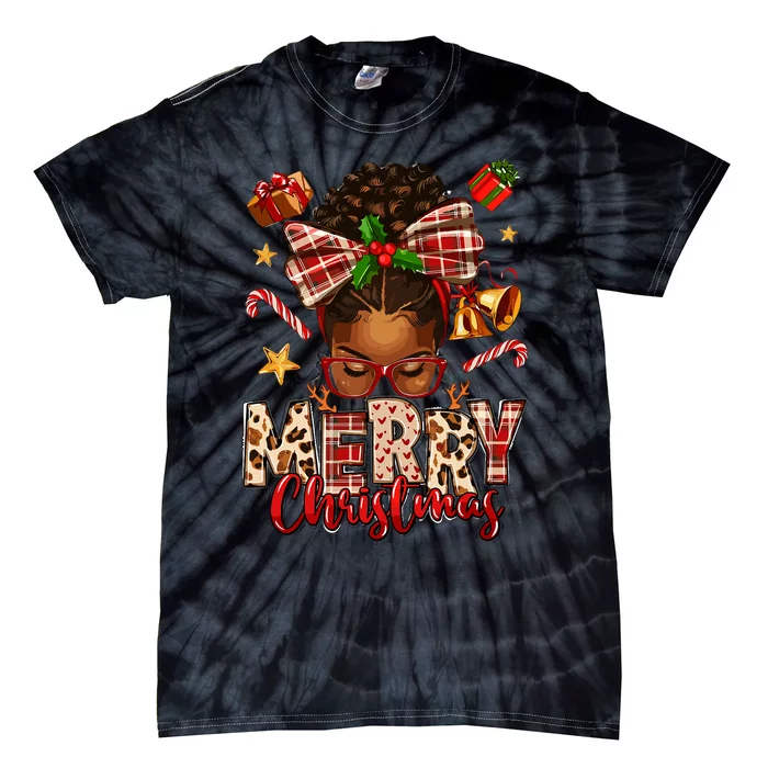 African American Christmas African Black Women Mom Xmas Tie-Dye T-Shirt