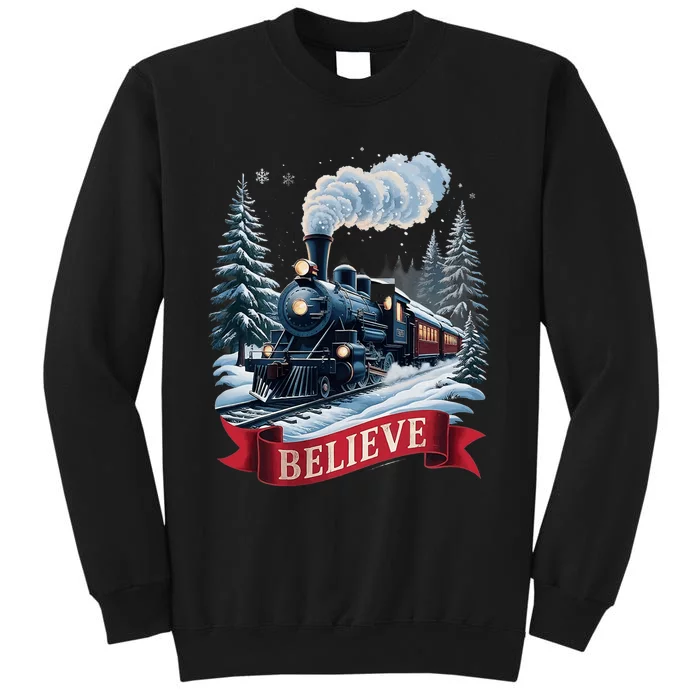 All Aboard Christmas North Pole Xmas Santa Tall Sweatshirt