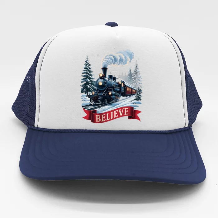 All Aboard Christmas North Pole Xmas Santa Trucker Hat