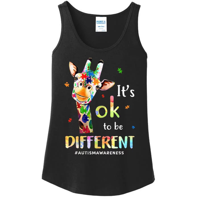 Autism Awareness Cute Giraffe Animal Its Ok To Be Different Ladies Essential Tank