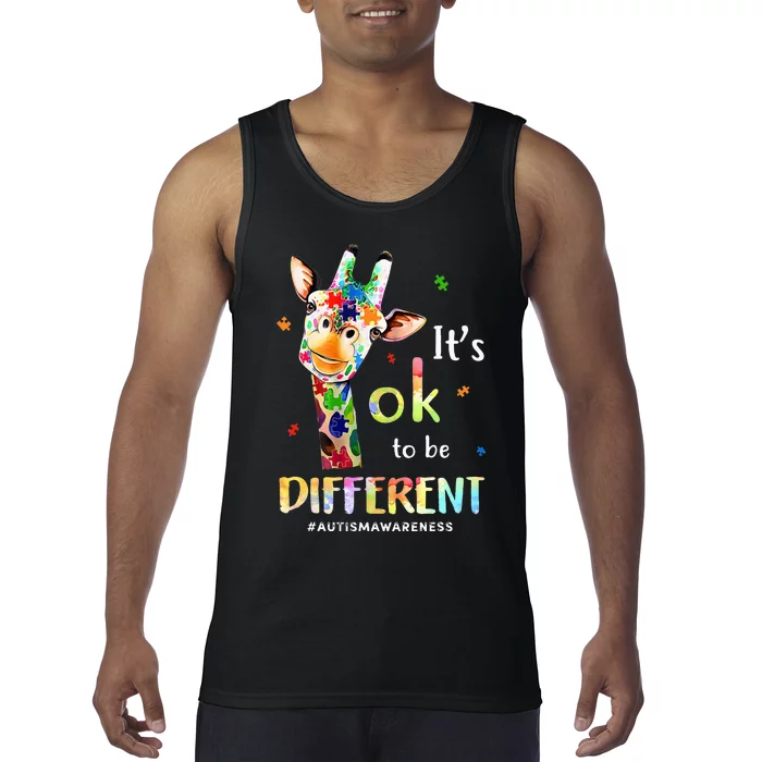 Autism Awareness Cute Giraffe Animal Its Ok To Be Different Tank Top