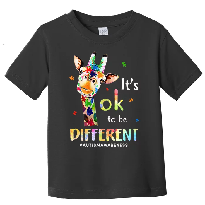 Autism Awareness Cute Giraffe Animal Its Ok To Be Different Toddler T-Shirt