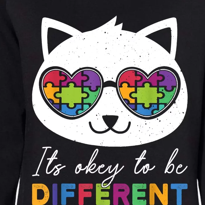 Autism Awareness Cat Warrior It's Ok To Be Different Womens California Wash Sweatshirt