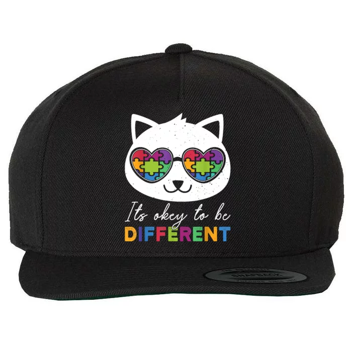 Autism Awareness Cat Warrior It's Ok To Be Different Wool Snapback Cap