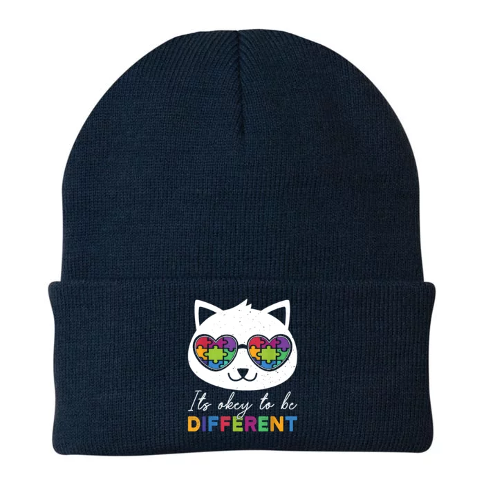 Autism Awareness Cat Warrior It's Ok To Be Different Knit Cap Winter Beanie