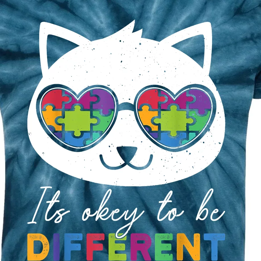 Autism Awareness Cat Warrior It's Ok To Be Different Kids Tie-Dye T-Shirt