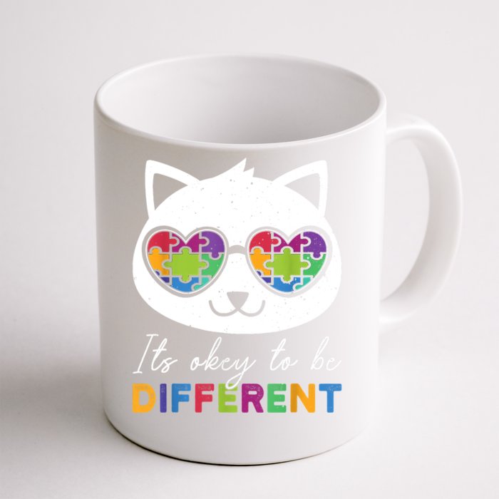 Autism Awareness Cat Warrior It's Ok To Be Different Front & Back Coffee Mug