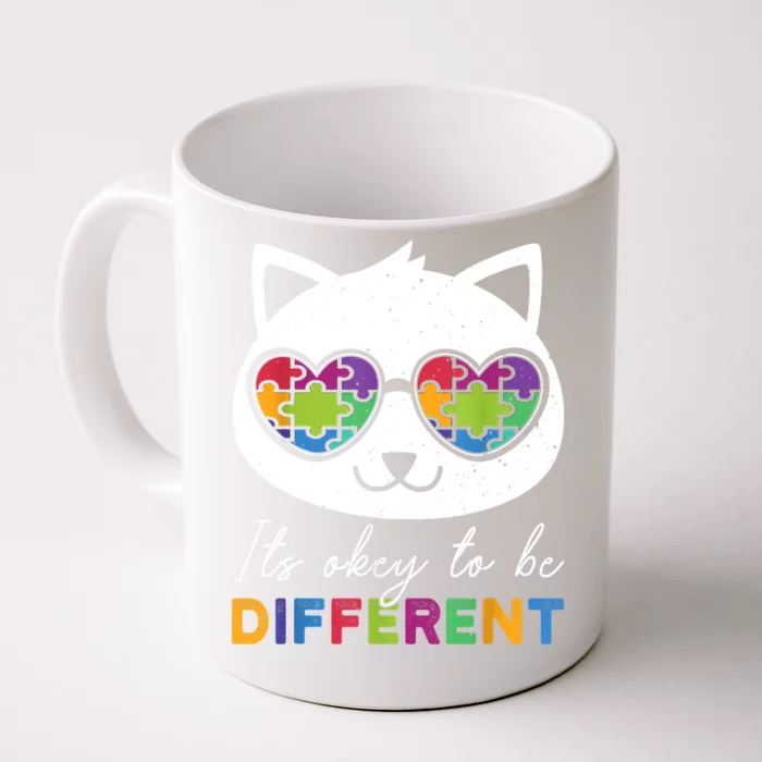 Autism Awareness Cat Warrior It's Ok To Be Different Front & Back Coffee Mug