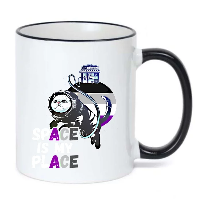 Asexual Astronaut Cat Retro Space Is My Place Ace Asexuality Gift Black Color Changing Mug