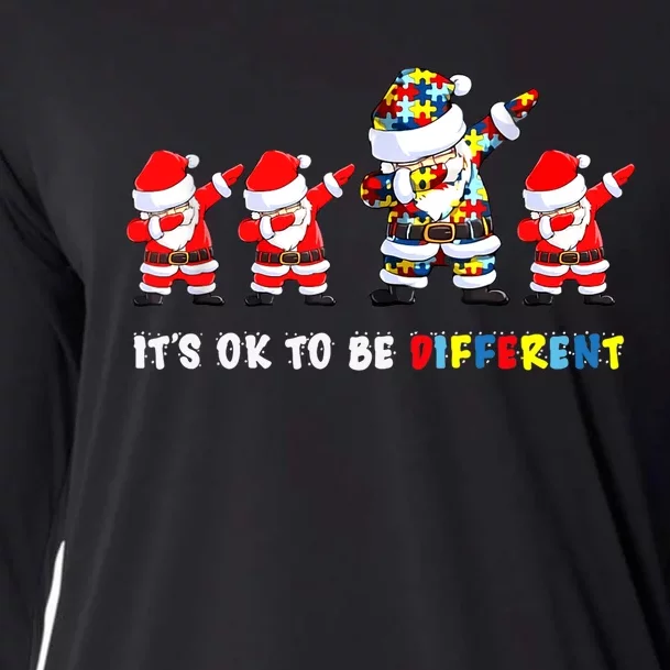 Autism Awareness Christmas It's Ok To Be Different Santa Cooling Performance Long Sleeve Crew