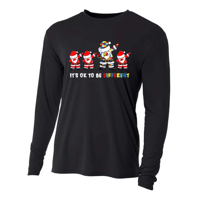 Autism Awareness Christmas It's Ok To Be Different Santa Cooling Performance Long Sleeve Crew