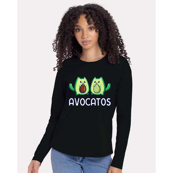 Avogato Avocado Cat Cat Vegan Womens Cotton Relaxed Long Sleeve T-Shirt