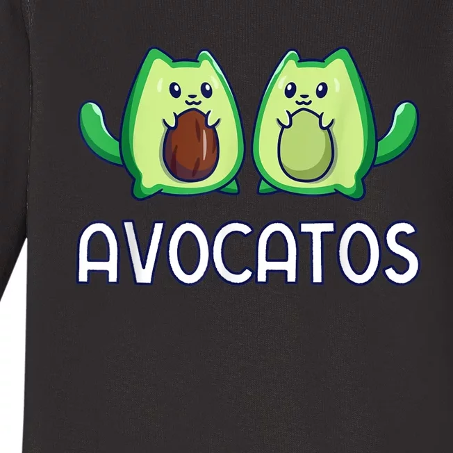 Avogato Avocado Cat Cat Vegan Baby Long Sleeve Bodysuit