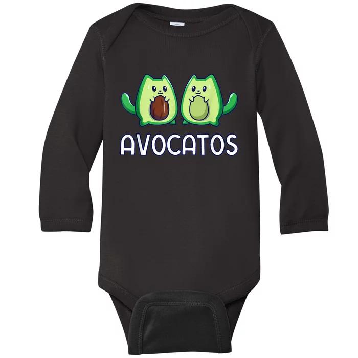 Avogato Avocado Cat Cat Vegan Baby Long Sleeve Bodysuit