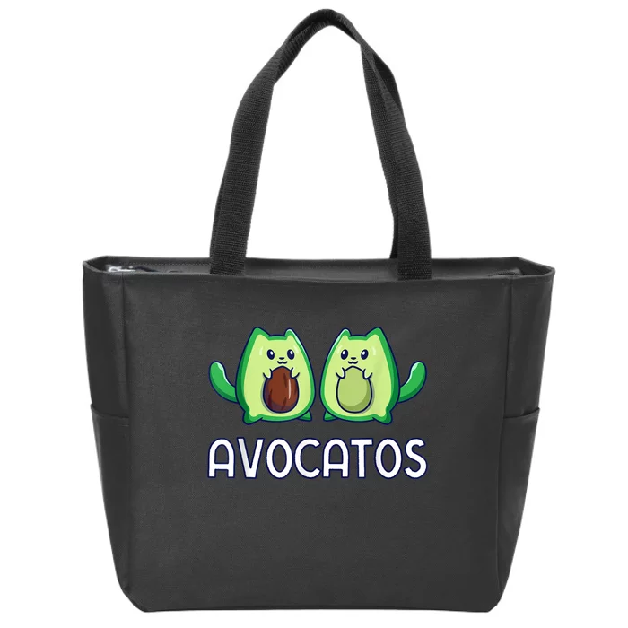 Avogato Avocado Cat Cat Vegan Zip Tote Bag