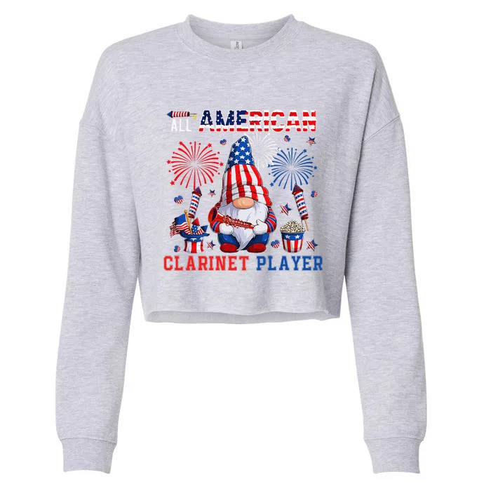 All American Costume Clarinet Player 4th Of July Instrument Cropped Pullover Crew