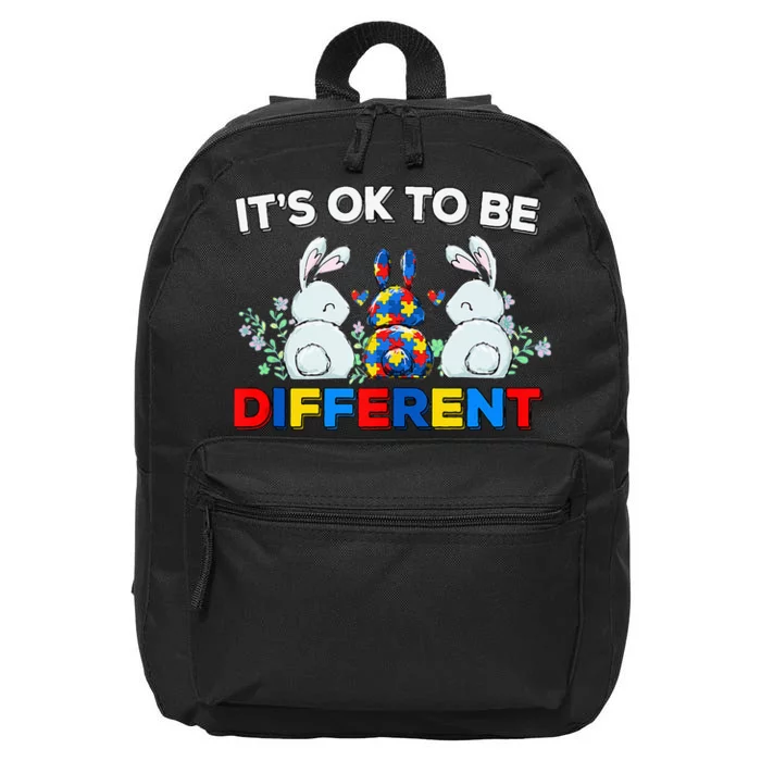 Autism Awareness Cute Bunny Animal It's Ok To Be Different 16 in Basic Backpack