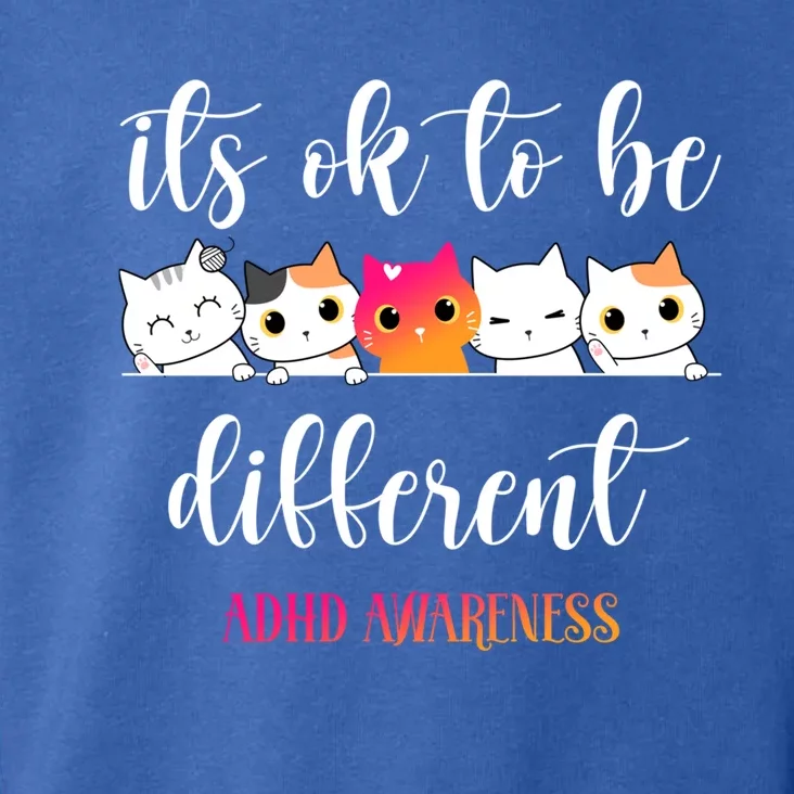 Adhd Awareness Cat Its Ok To Be Different Asd Neurodiversity Gift Toddler Hoodie