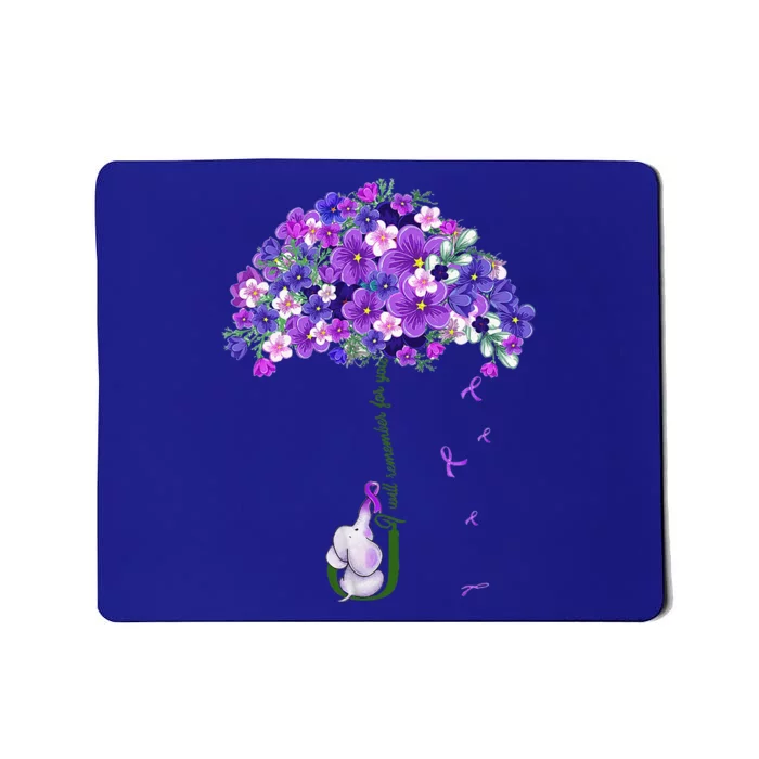 Alzheimer Awareness Cute Elephant I Will Remember For You Mousepad