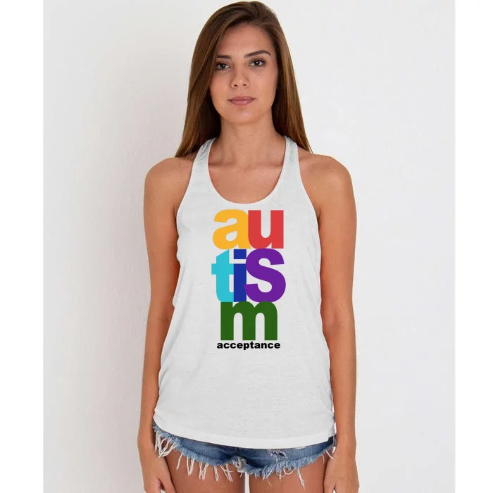 Autism Acceptance Colorful Women's Knotted Racerback Tank