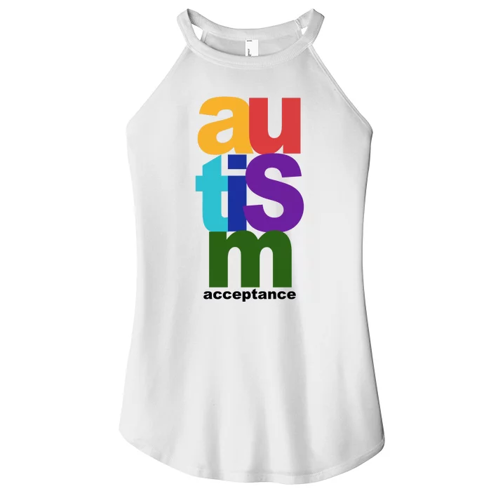 Autism Acceptance Colorful Women’s Perfect Tri Rocker Tank