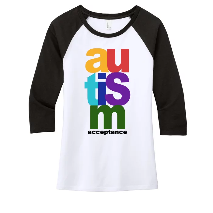 Autism Acceptance Colorful Women's Tri-Blend 3/4-Sleeve Raglan Shirt