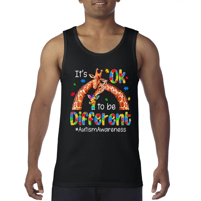 Autism Awareness Cute Giraffe Animal It's Ok To Be Different Tank Top