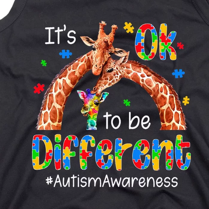 Autism Awareness Cute Giraffe Animal It's Ok To Be Different Tank Top