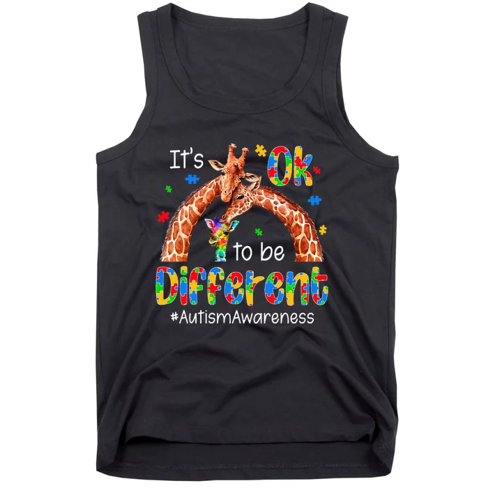 Autism Awareness Cute Giraffe Animal It's Ok To Be Different Tank Top