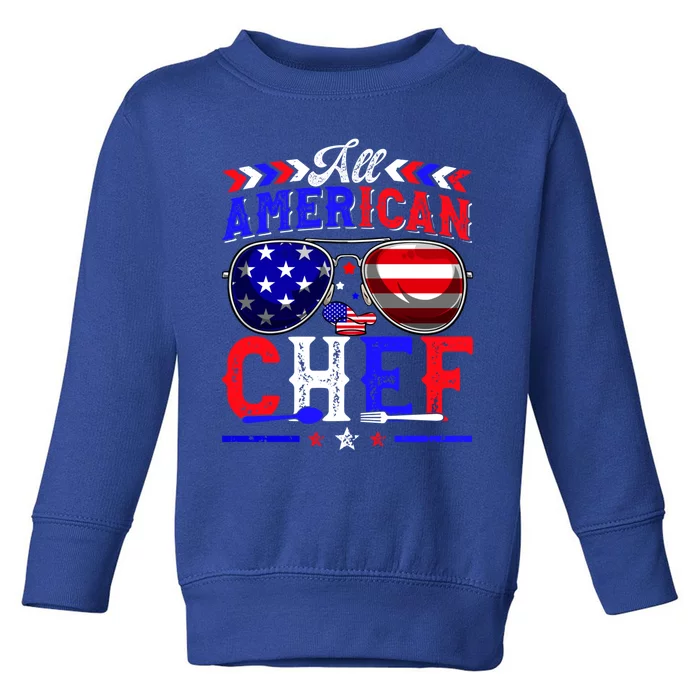 All American Chef Sunglasses Patriotic 4th Of July Gift Toddler Sweatshirt