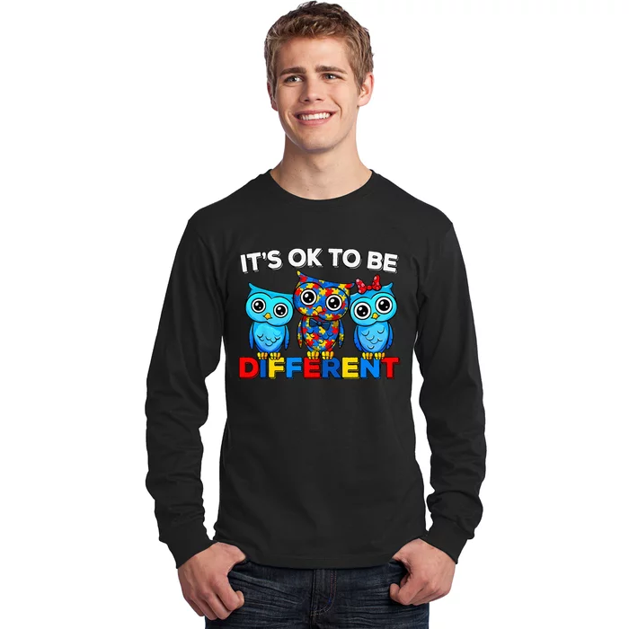 Autism Awareness Cute Owl Animal It's Ok To Be Different Long Sleeve Shirt