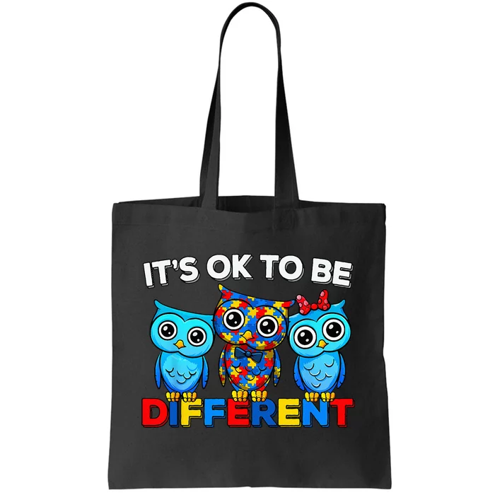 Autism Awareness Cute Owl Animal It's Ok To Be Different Tote Bag