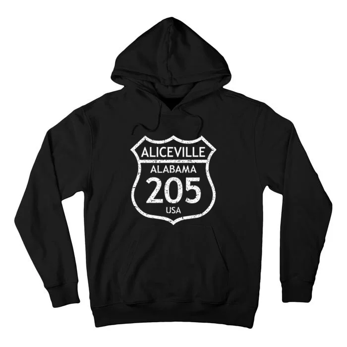 Alabama Area Code 205 Aliceville Al Home State Tall Hoodie