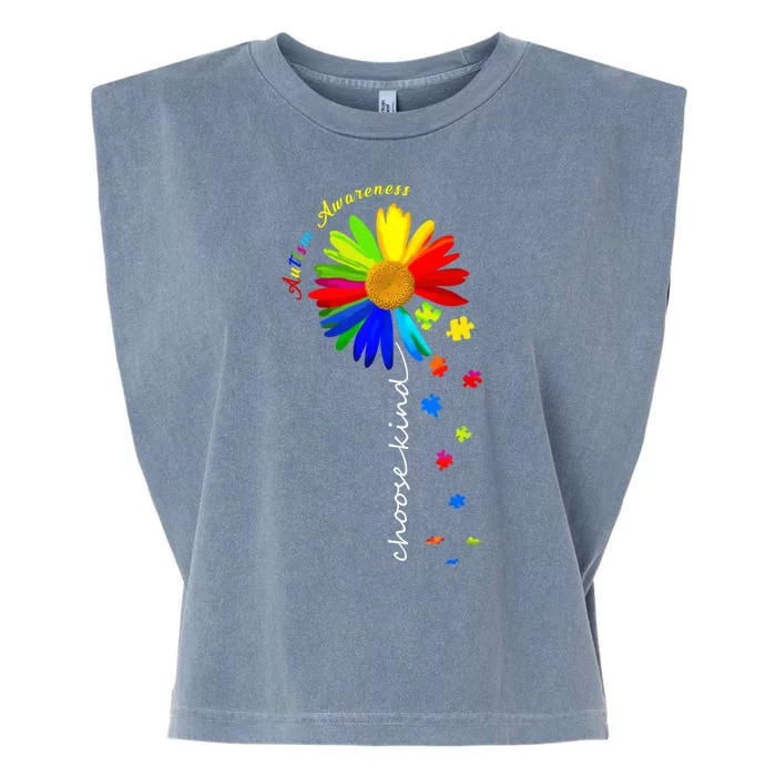 Autism Awareness Choose Kind Sunflower Puzzle Garment-Dyed Women's Muscle Tee