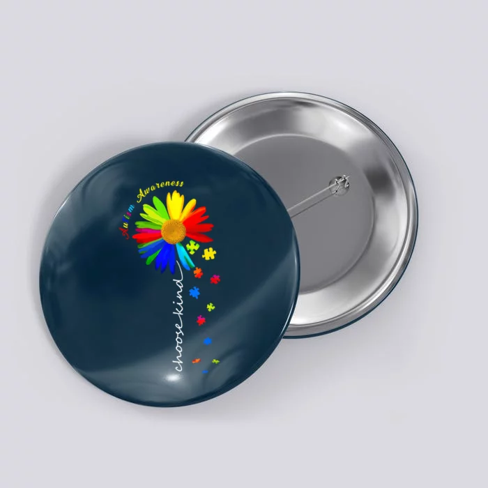 Autism Awareness Choose Kind Sunflower Puzzle Button