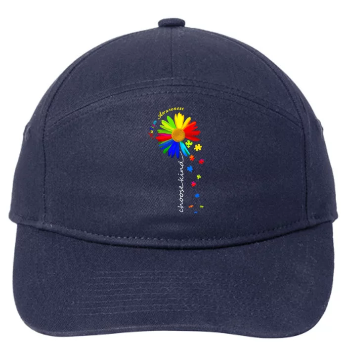 Autism Awareness Choose Kind Sunflower Puzzle 7-Panel Snapback Hat