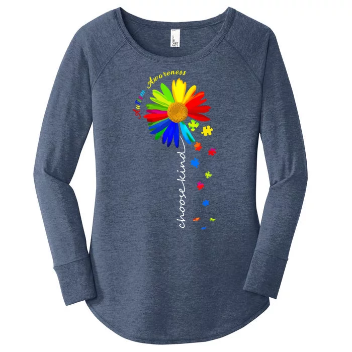 Autism Awareness Choose Kind Sunflower Puzzle Women's Perfect Tri Tunic Long Sleeve Shirt